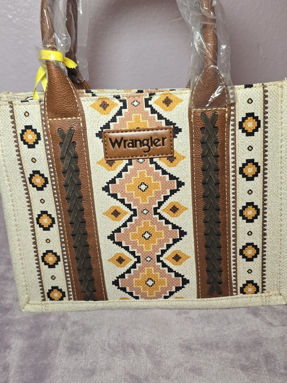 Wrangler Beige & Brown Southwestern Tote Bag